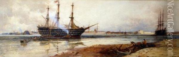 Portsmouth Harbour Oil Painting - Thomas Bush Hardy
