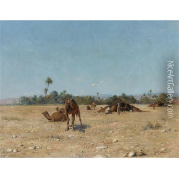 The Nomads Camp, Biskra Oil Painting - Paul Jean Baptiste Lazerges