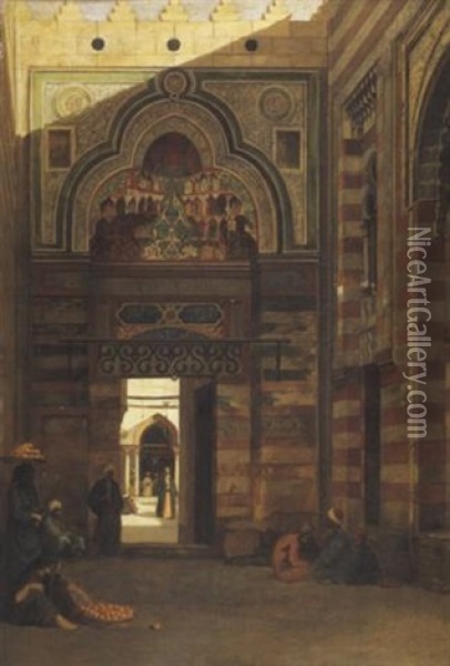 Entree De La Mosquee Oil Painting - Emmanuel De Dieudonne