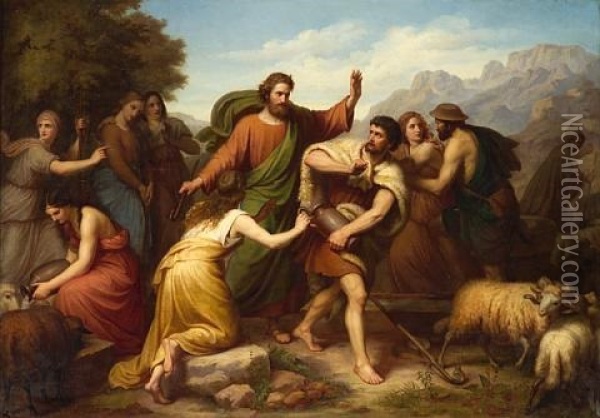 Moses Defending The Daughters Of Jethro Oil Painting - Max Fuerst