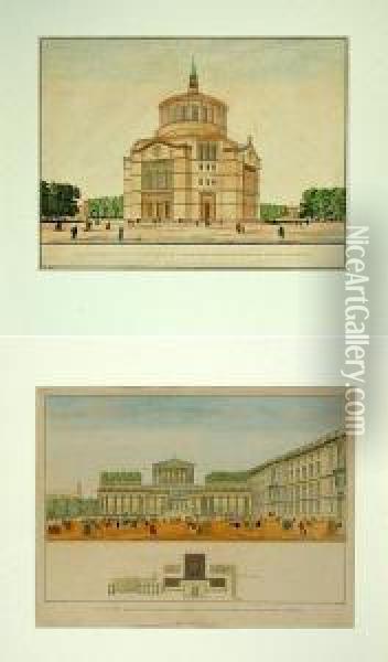 Kirche In Berlin Oranienburg Oil Painting - Eduard Johann Aug. Mandel