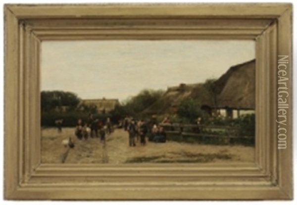 Village Gathering Oil Painting - Alfred Boehm