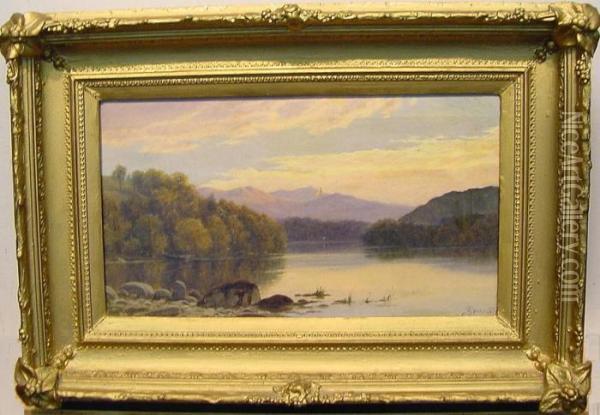Tranquil Mountain Lake Oil Painting - Thomas Spinks