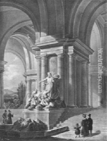 Am Neptunbrunnen Oil Painting - Giovanni Battista (Johann Baptist) Pian