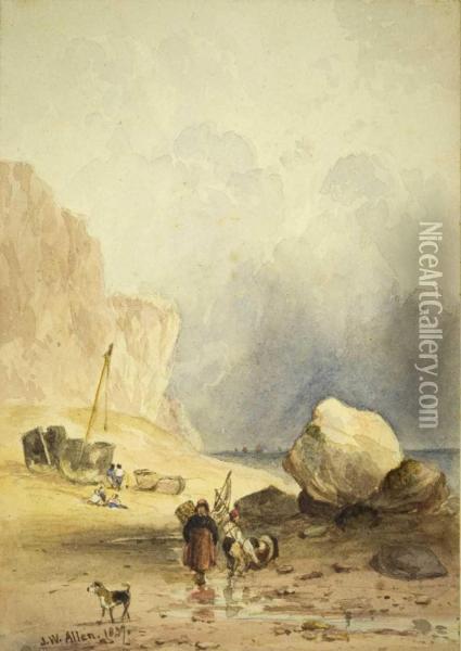 Kustenlandschaft Mit Fischern Oil Painting - Joseph William Allen