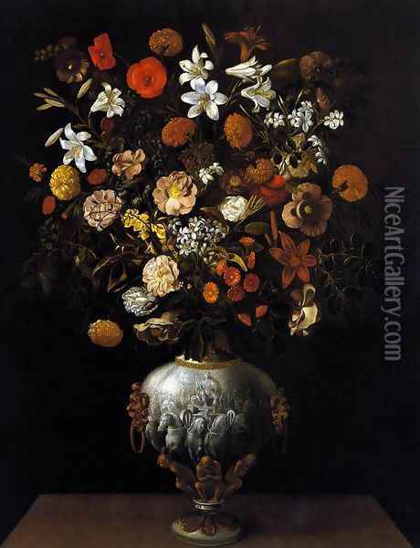 Vase of Flowers 1646 Oil Painting - Tomas Hiepes