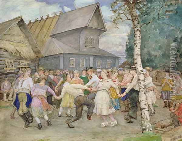 Country Dance, 1917-22 Oil Painting - Alexander Vakhrameyev