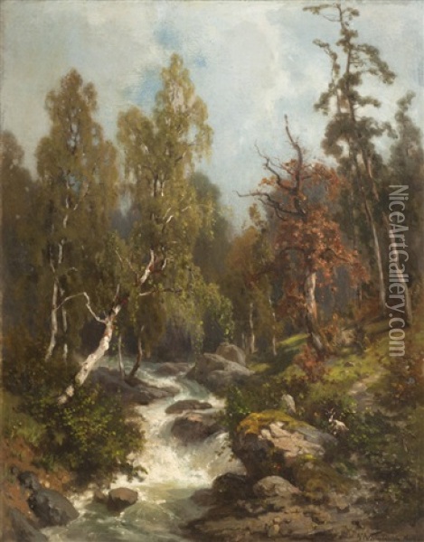 Torrent De Montagne Oil Painting - Francois Louis Fritz Niederhausern
