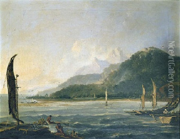 Matavie Bay In The Island Of Otaheite, Now Tahiti Oil Painting - William Hodges