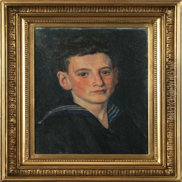 Portrait Of A Young Sailor Oil Painting - Malthe O. Engelsted