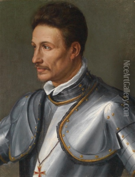 Bildnis Eines Ritters Mit Dem Toskanischen St. Stephansorden Oil Painting - Alessandro di Cristofano Allori