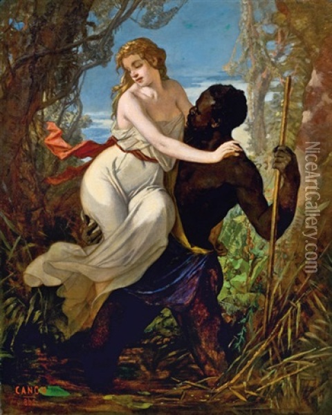 Junge Dame Mit Ihrem Afrikanischem Retter Oil Painting - Hans Canon