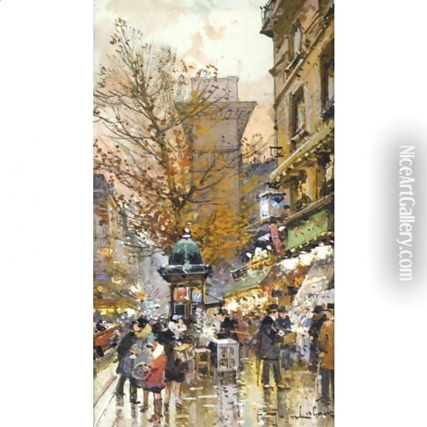 La Porte Saint-Denis 2 Oil Painting - Eugene Galien-Laloue