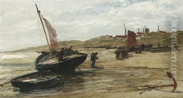 Heimkehrende Fischer An Der Englischen Kuste Oil Painting - Edwin John Ellis