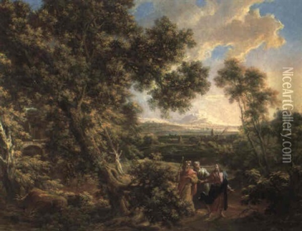 Christ On The Road To Emmaus Oil Painting - Johann Samuel Hoetzendorf