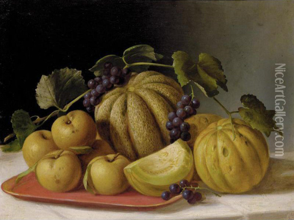 Melons And Yellow Apples Oil Painting - John Francis