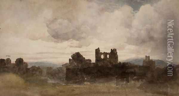 Caerphilly Castle Oil Painting - Peter de Wint