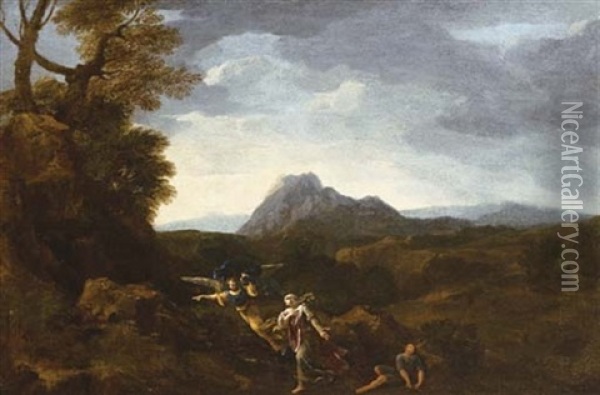 Hagar And Ishmael In The Wilderness Oil Painting - Gaspard Dughet