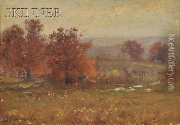 Hillside In Autumn Oil Painting - Joseph H. Greenwood