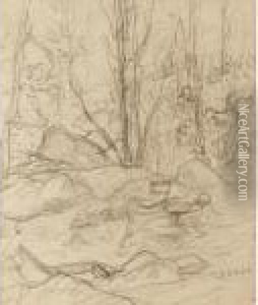 Study Of A Tree Oil Painting - Jean-Baptiste-Camille Corot
