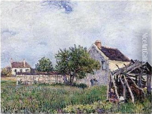 Vieille Chaumiere Aux Sablons Oil Painting - Alfred Sisley
