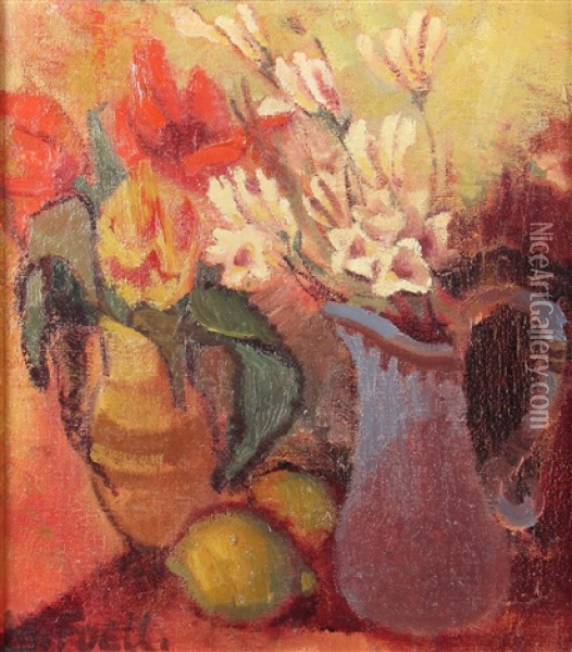 Stillleben Mit Blumen Und Zitronen Oil Painting - Maria Hiller-Foell