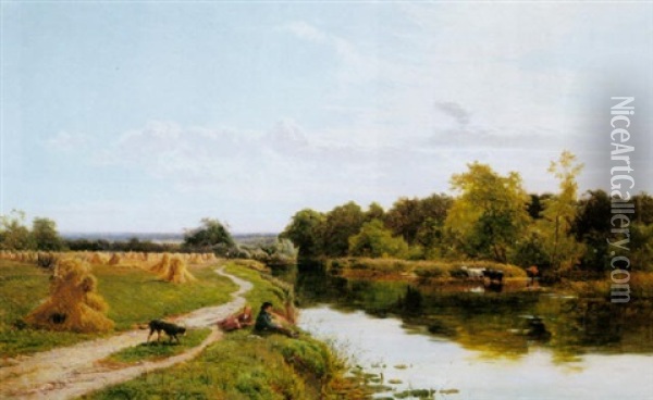 On The Banks Of The Dee Oil Painting - Sidney Richard Percy