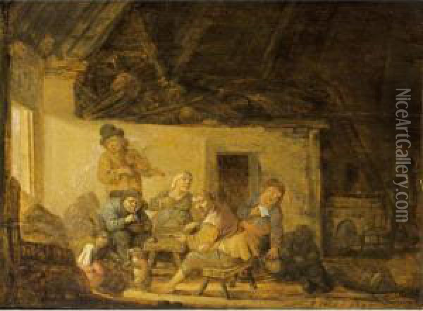 A Barn Interior Oil Painting - Pieter Symonsz Potter