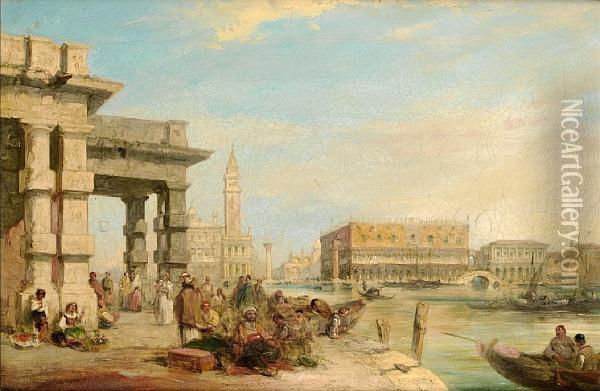 View Of St Mark's Square From The Doge's Palace, Venice Oil Painting - Edward Pritchett