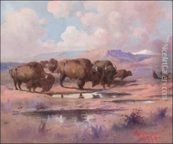 Buffalo Watch Oil Painting - Edgar Samuel Paxson