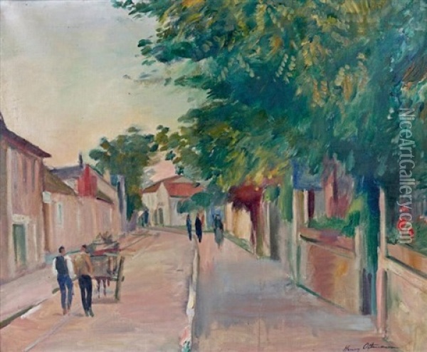 Rue Animee De Village Oil Painting - Henri Ottmann