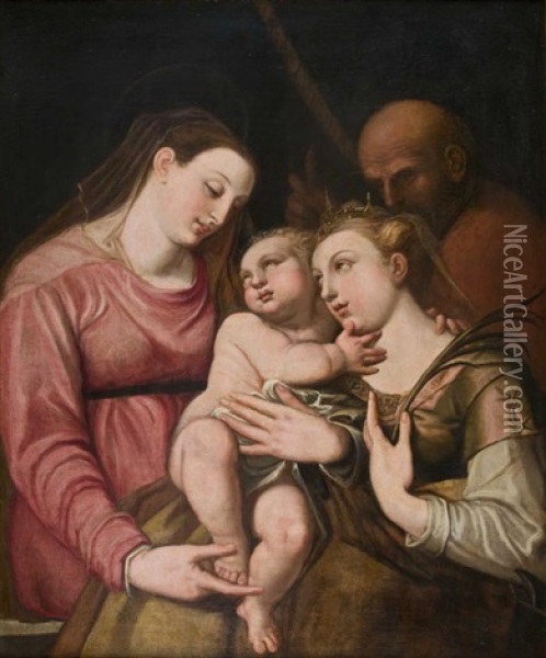 Matrimonio Mistico Di Santa Caterina Oil Painting - Lorenzo Sabatini