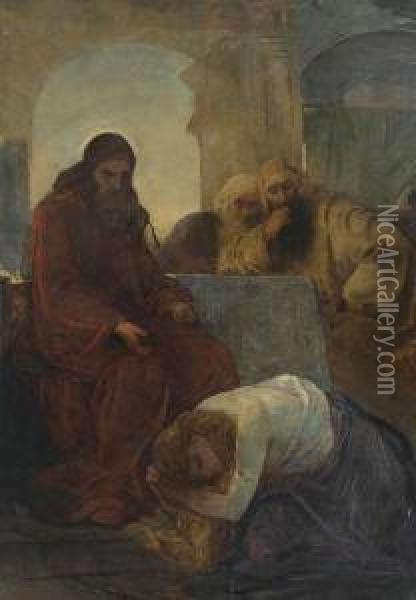 Jesus And His Disciples Oil Painting - Friedrich von Keller