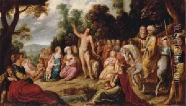 The Predication Of The Baptist Oil Painting - Jan van den Hoecke