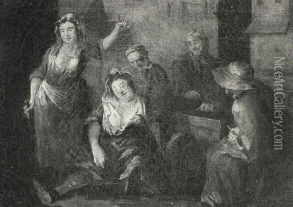 Allegory Of Low Life Amongst Fallen Women Oil Painting - Louis (Laguerre le vieux) Laguerre