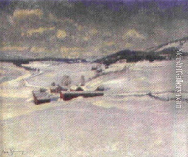 Vinterdag Oil Painting - Carl (August) Johansson
