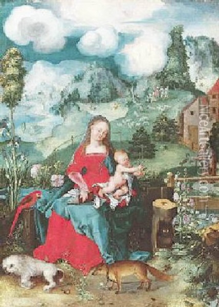Madonna Mit Dem Jesuskind Mit Vielen Tieren Oil Painting - Daniel Froschl