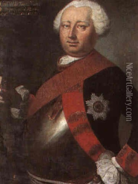 Portrait Of Carl Wilhelm Friedrich, Margrave Of Anspach Oil Painting - Antoine Pesne