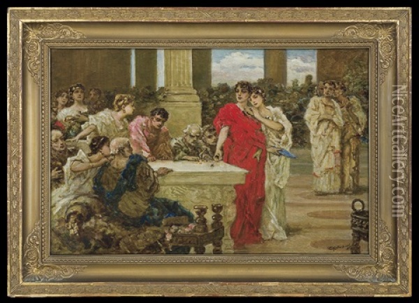 Dicing In The Ancient Rome Oil Painting - Vasili Aleksandrovich Kotarbinsky