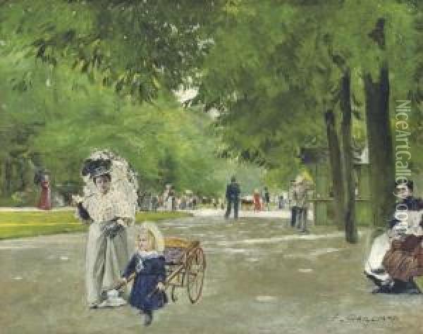 La Promenade Oil Painting - Franz Bernard Gailliard