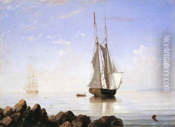 Sunny Morning, Gloucester Harbor Oil Painting - Fitz Hugh Lane