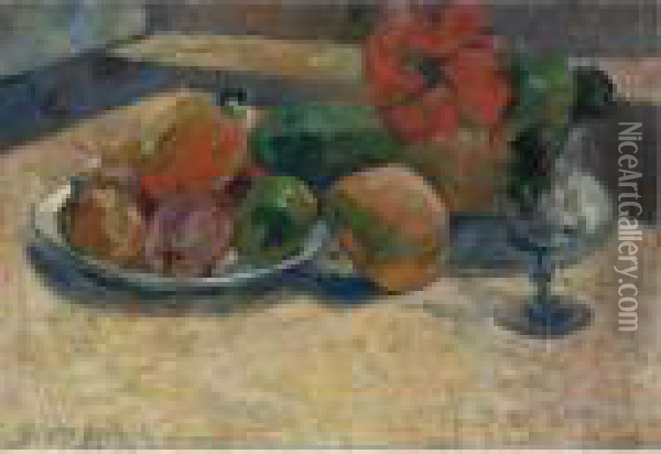 Nature Morte Aux Mangos Et A La Fleur D'hibiscus Oil Painting - Paul Gauguin