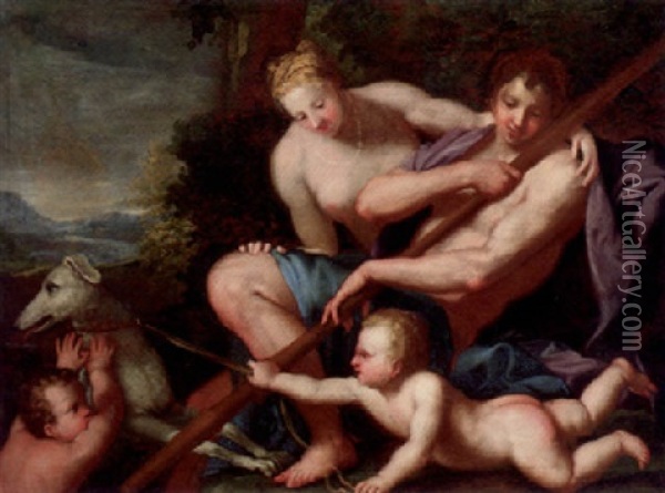 Venus And Adonis Oil Painting - Pietro (Libertino) Liberi