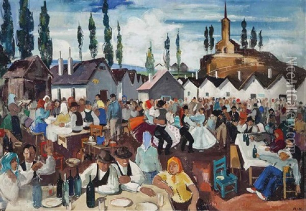 Country Fair, Hungary Oil Painting - Vilmos Aba-Novak