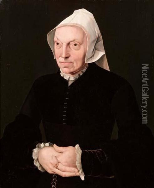 Ritratto Di Donna Anziana (margaretha Boghe, Moglie Di Joris Vezeleer, Da Vecchia?) Oil Painting - Joos Van Cleve