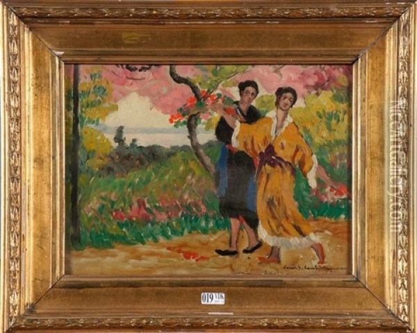 Jeunes Femmes Cueillant Des Fleurs Oil Painting - Louis Gustave Cambier