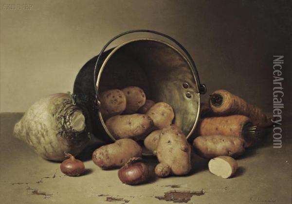 Still Life With Root Vegetables Oil Painting - Robert Spear Dunning