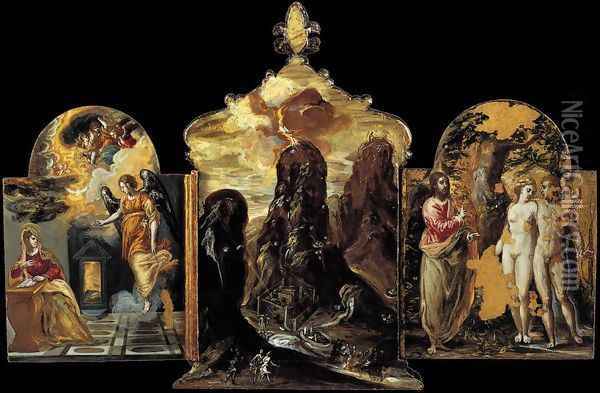 The Modena Triptych (back panels) Oil Painting - El Greco (Domenikos Theotokopoulos)