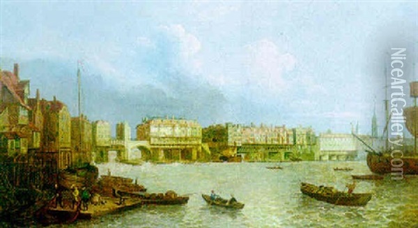 A View Of London Bridge, In 1750 Oil Painting - John Paul
