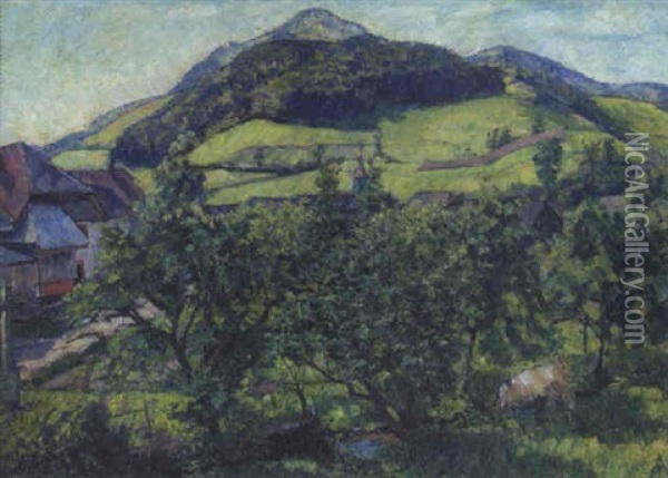 Landschaft - Operprechtal Oil Painting - Adolf Jutz